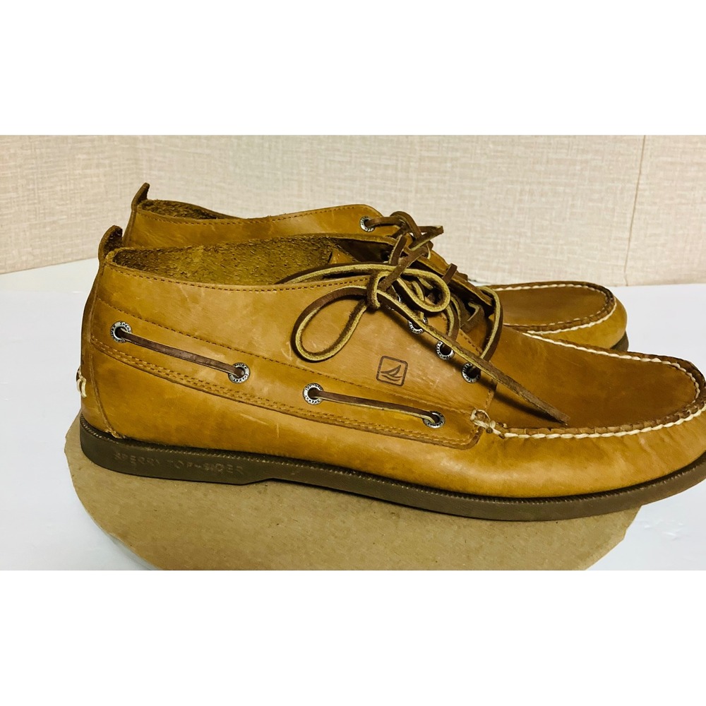 Sperry Boat Shoes Mens 13 Tan Excellent Leather Chukka Mid Top 0195214
